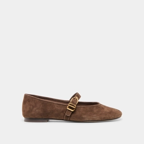 ALIZZA BALLET FLATS DK BROWN SUEDE Casual Elegant Style Seamless