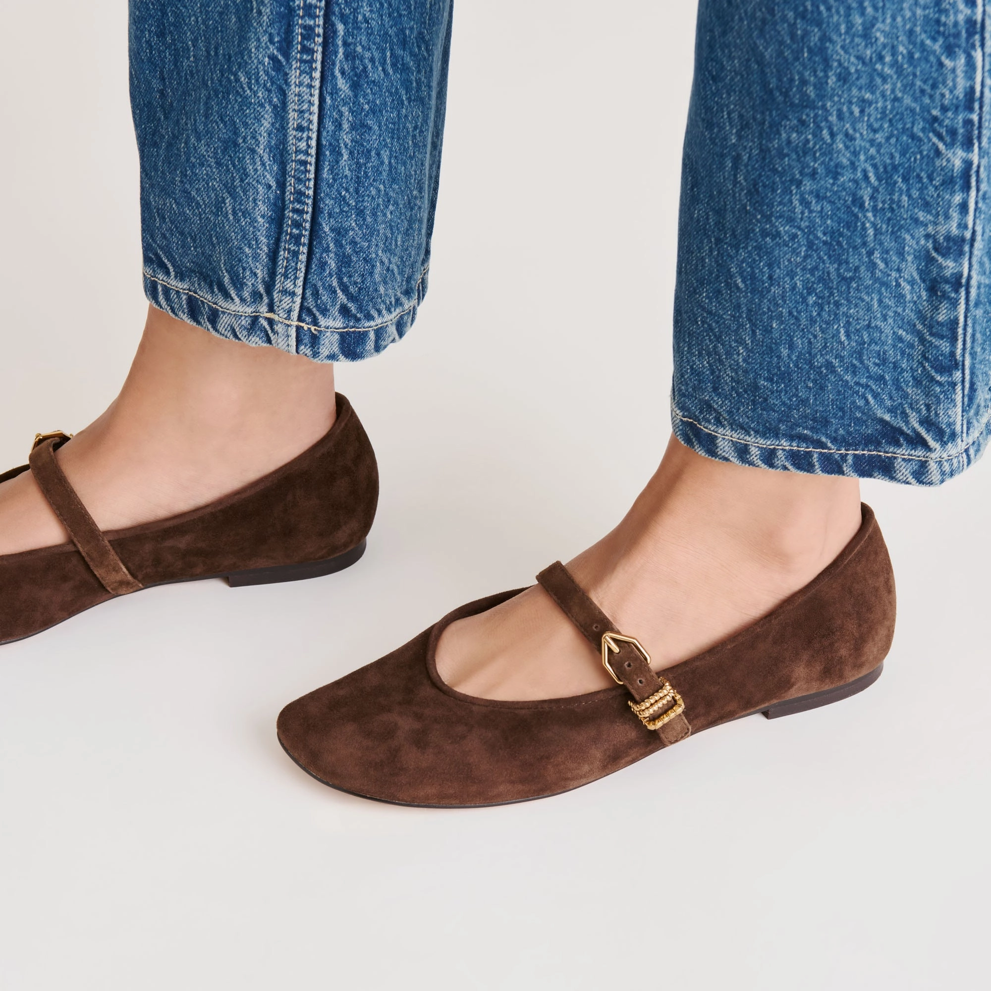 ALIZZA BALLET FLATS DK BROWN SUEDE Ribbon Bow