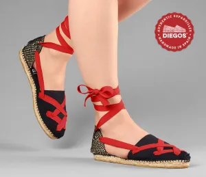 All black flat Lola classic laces espadrilles