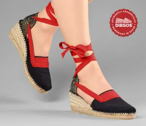 All black Lola high wedge Basque espadrilles