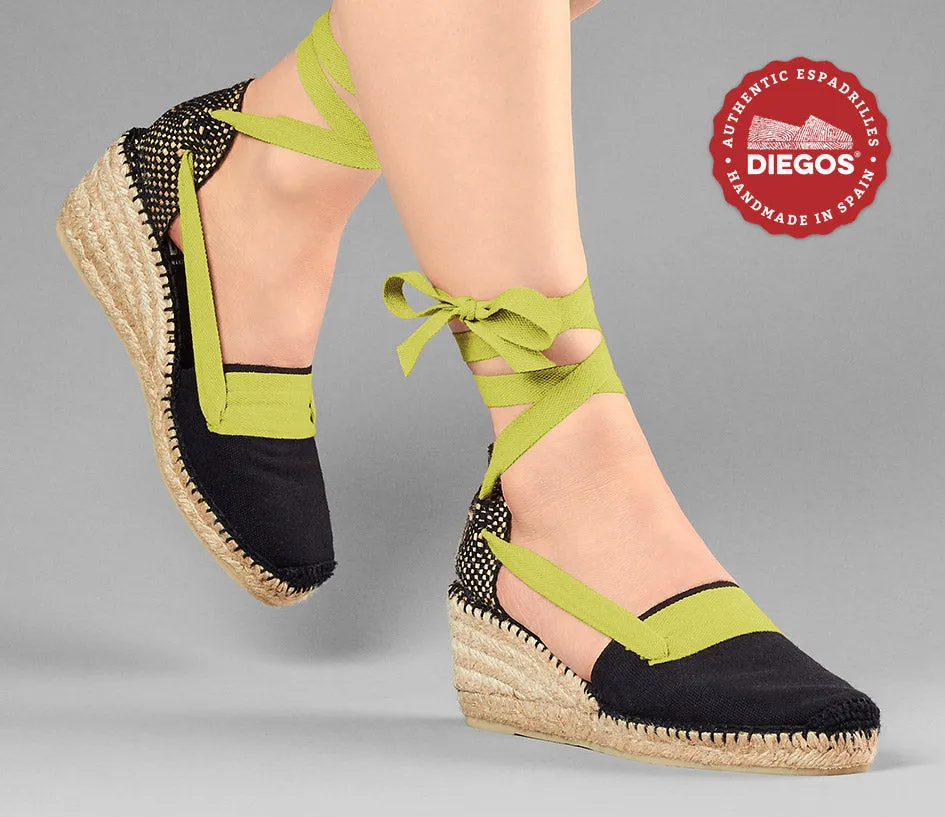 All black Lola high wedge Basque espadrilles