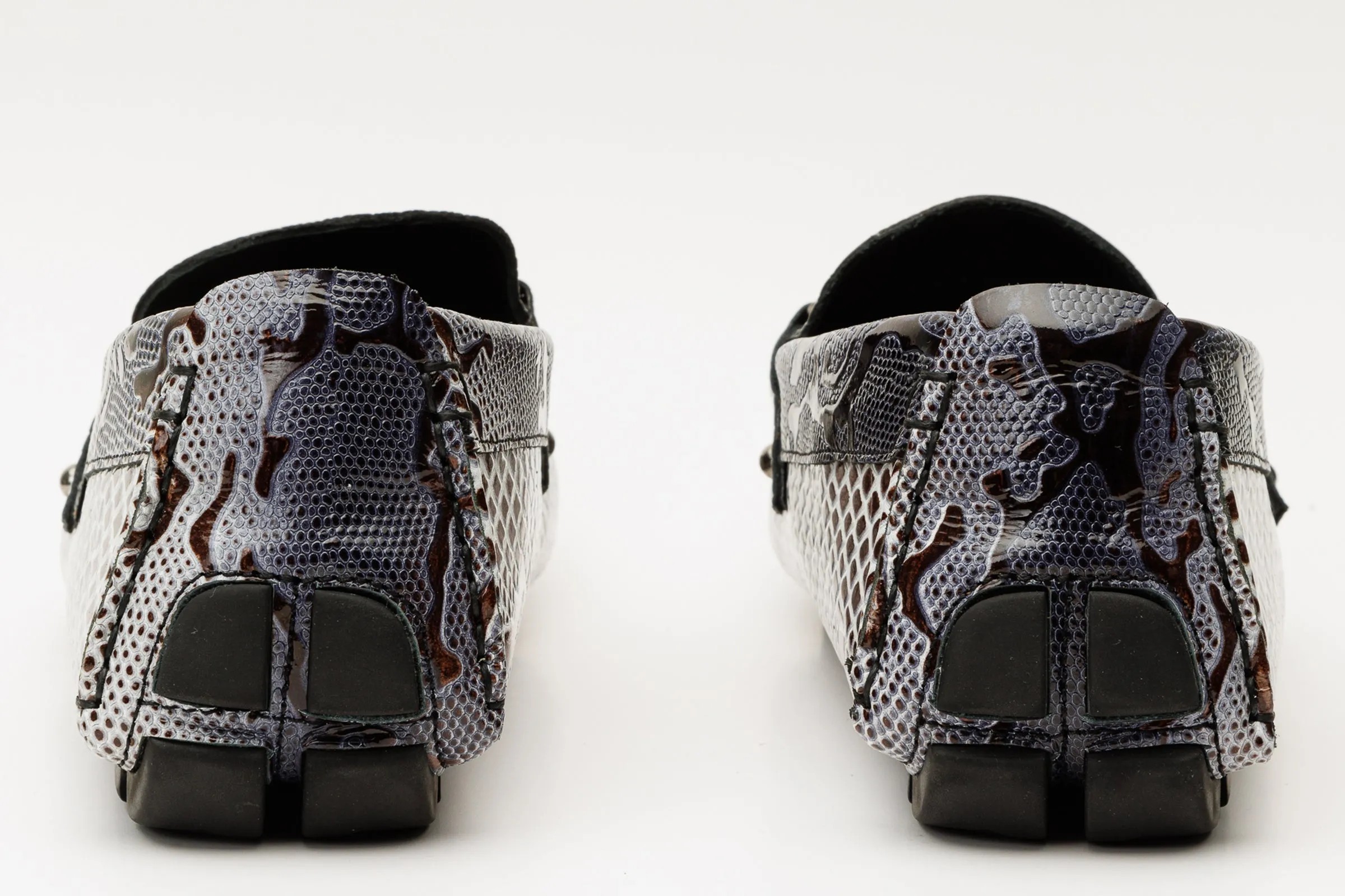 Monochrome Look Bologna Black & White Bit Drive Loafer Men Shoe