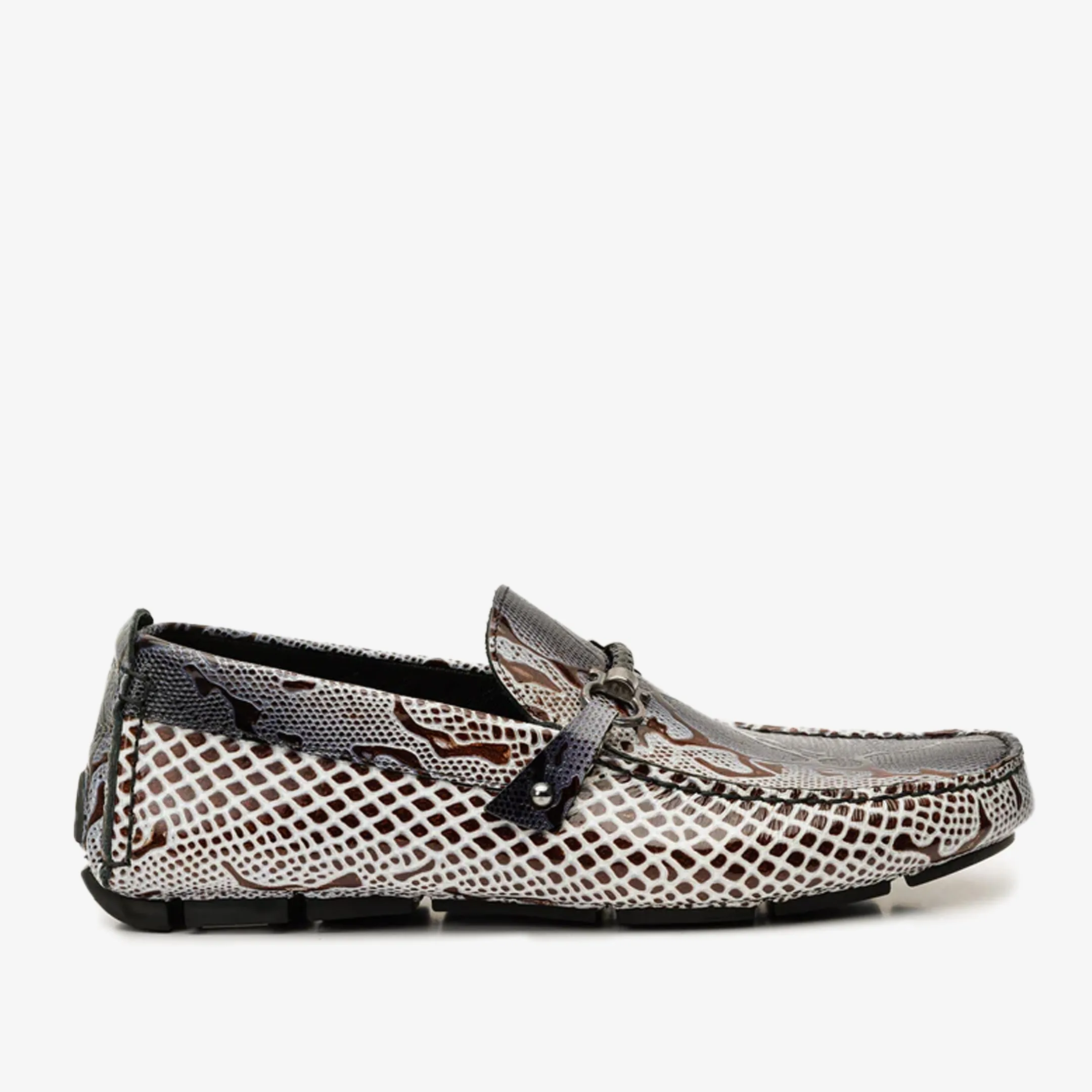 Line Core Bologna Black & White Bit Drive Loafer Men Shoe