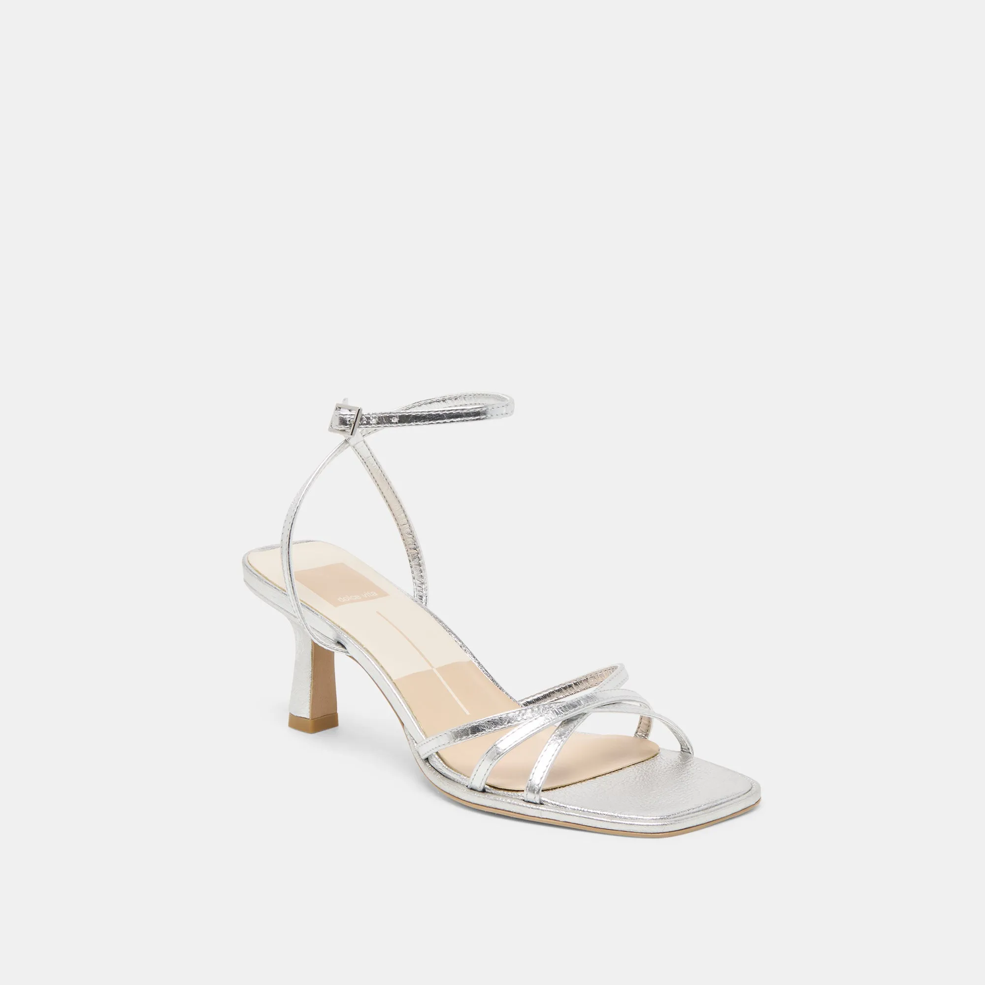 Statement Heel MANJI HEELS SILVER METALLIC LEATHER