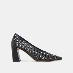TANYA HEELS BLACK WOVEN LEATHER Ankle Strap