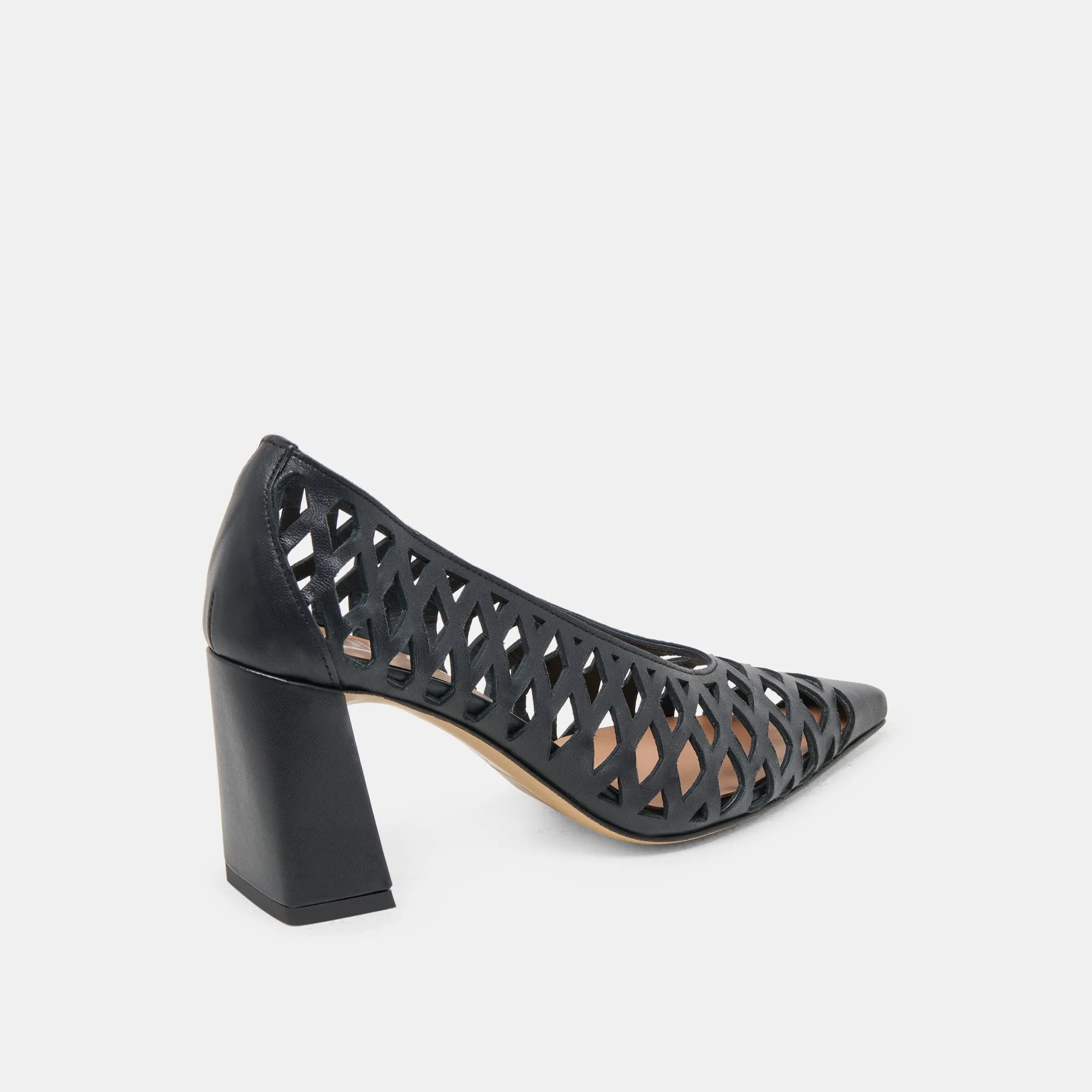 TANYA HEELS BLACK WOVEN LEATHER Smart Heels