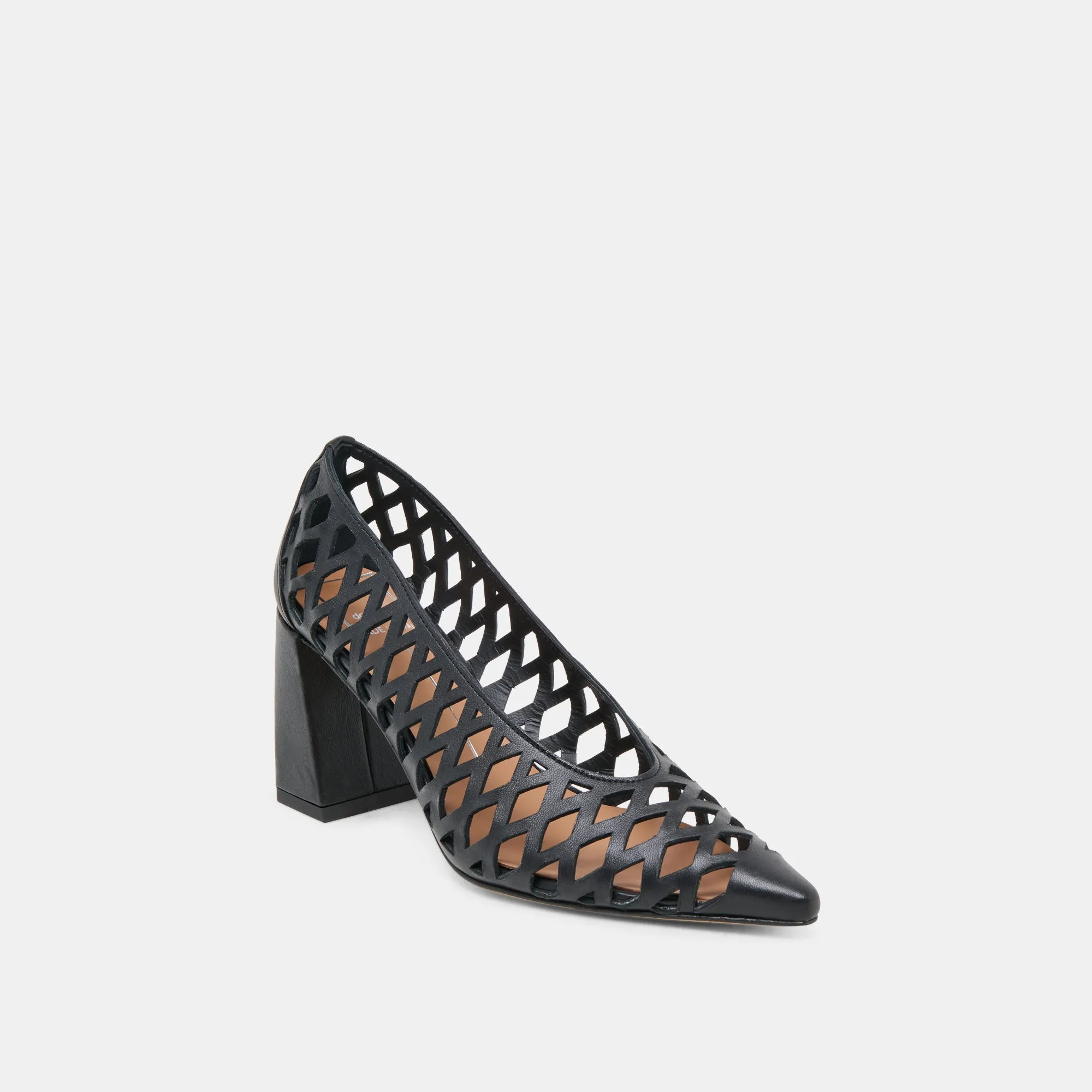Wedding Look Office Mode TANYA HEELS BLACK WOVEN LEATHER