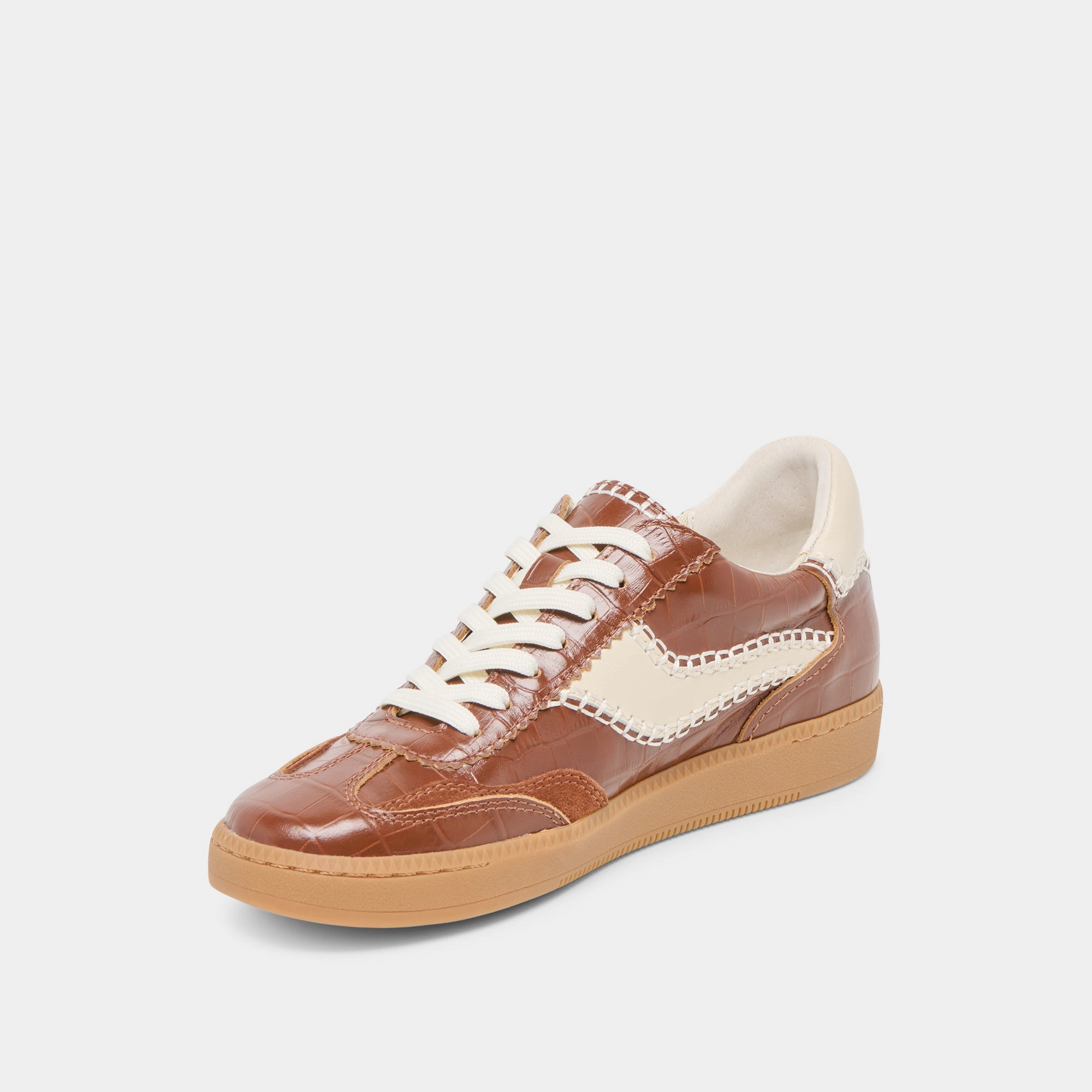 Outdoor Activity NOTICE STITCH  SNEAKERS COGNAC CROCO EMBOSSED LEATHER
