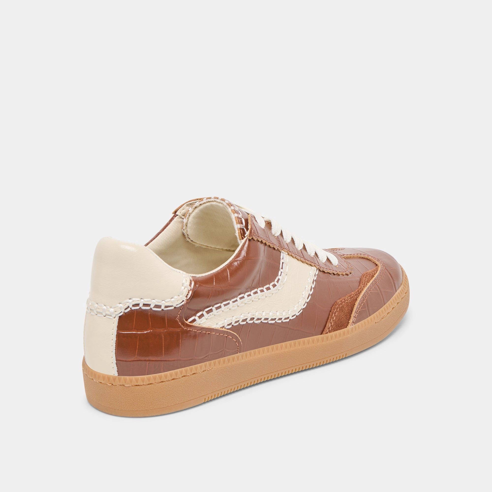 NOTICE STITCH  SNEAKERS COGNAC CROCO EMBOSSED LEATHER Cushioned Upper