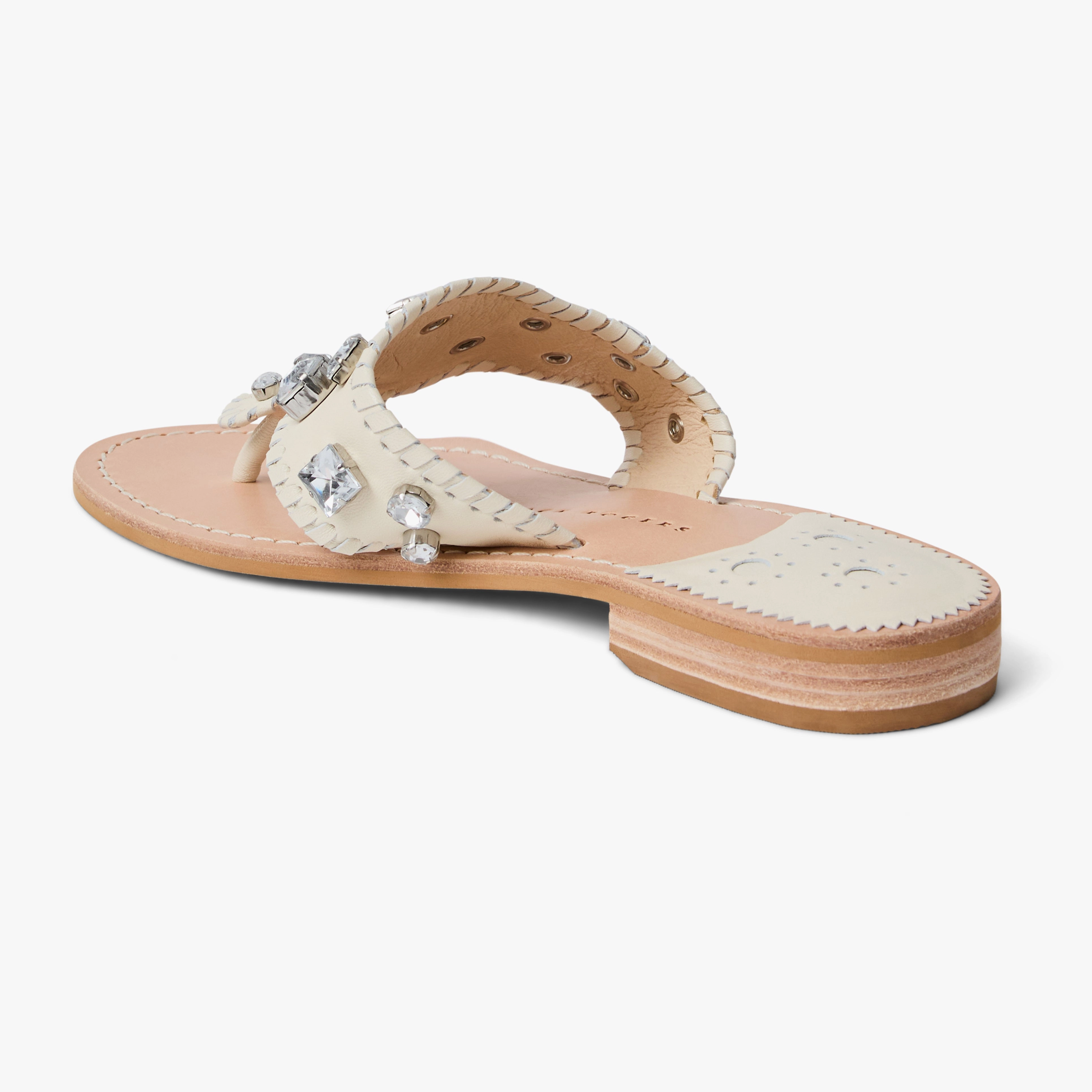Active Footwear Jacks Jeweled Leather Flat Sandal