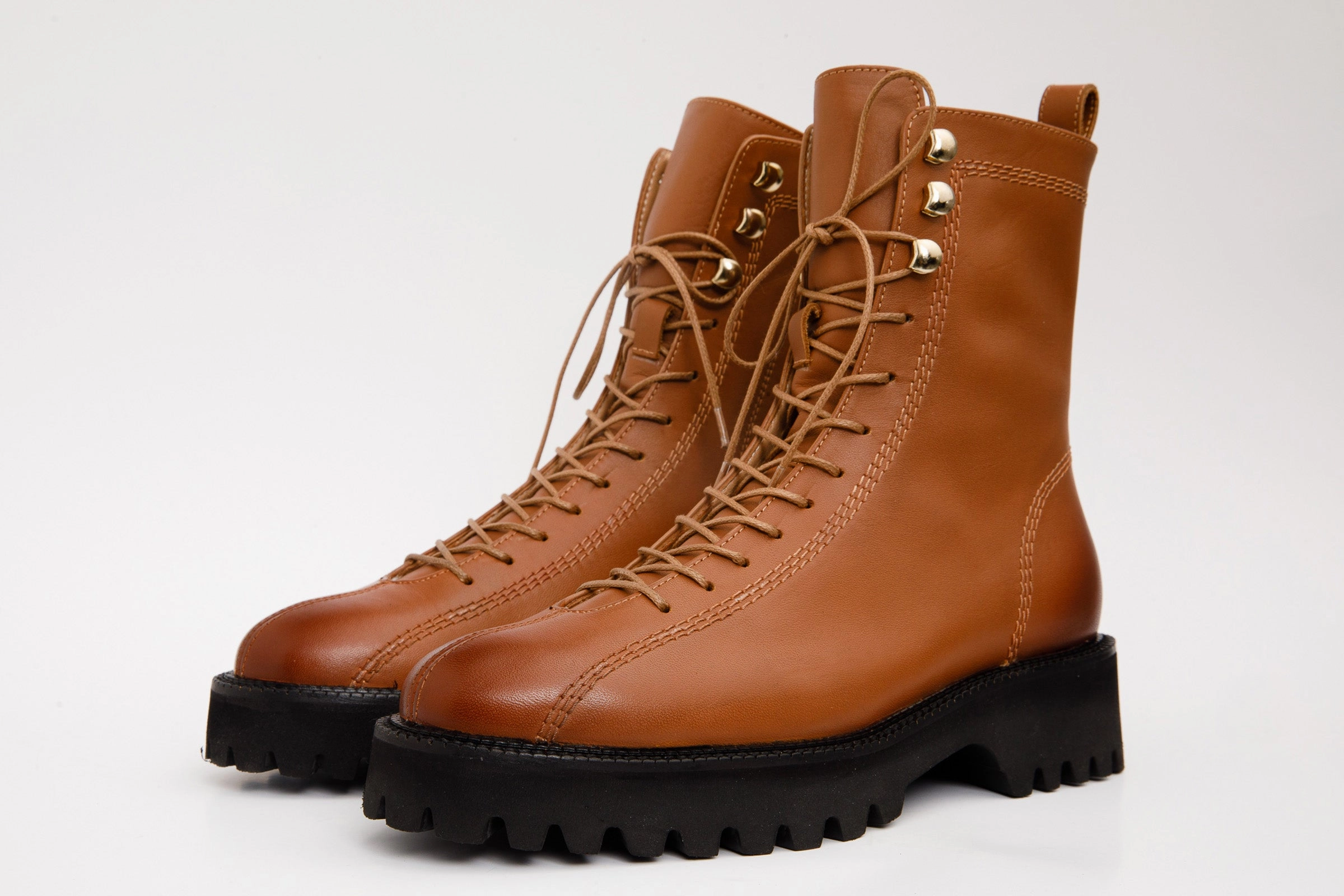 football players The Moreno Tan Leather Lace-Up Mid Calf Women Boot Final Sale!