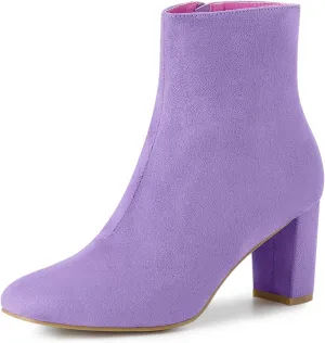Allegra K Women's Side Zip Chunky Heels Ankle Boots