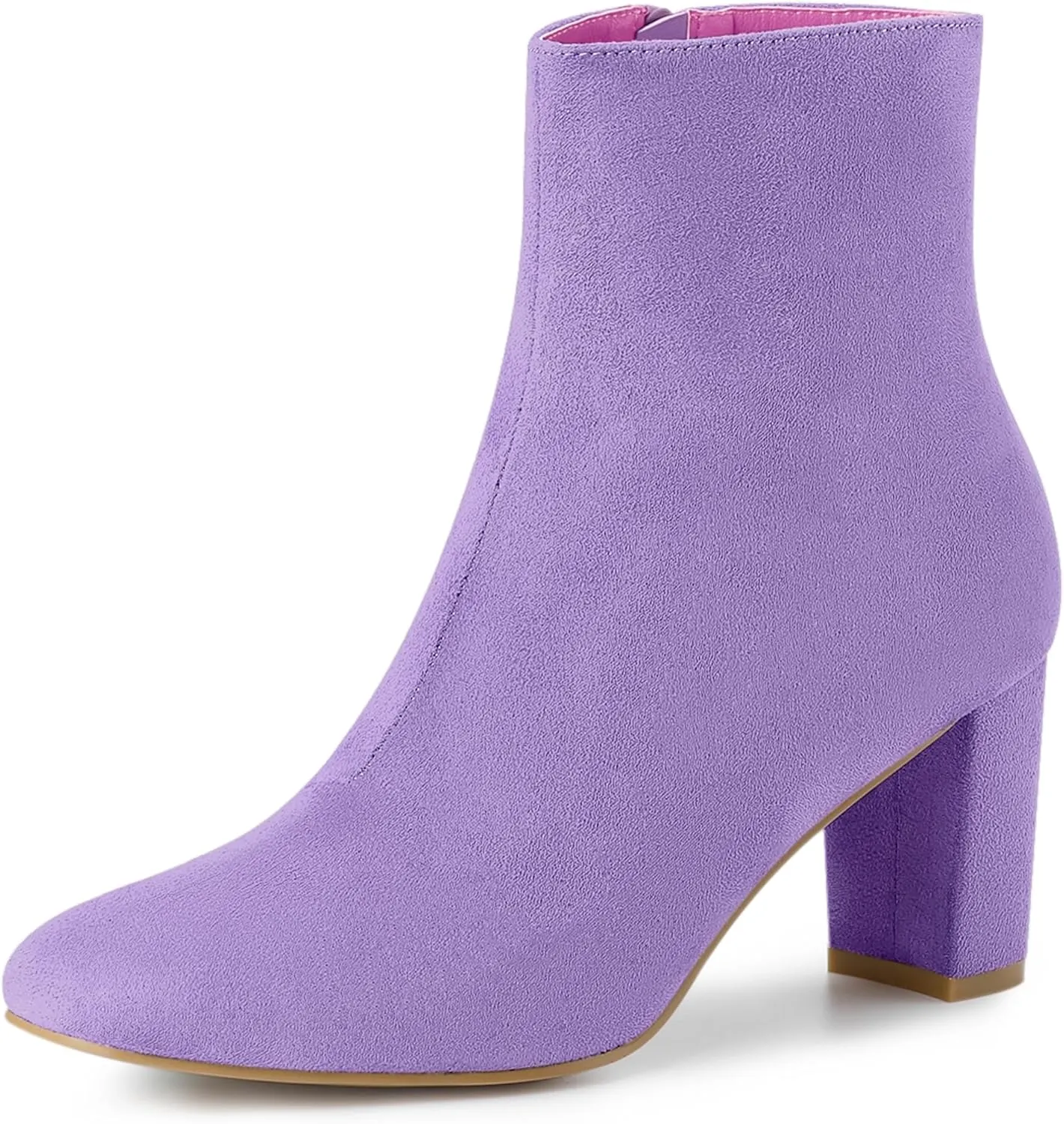 Allegra K Women's Side Zip Chunky Heels Ankle Boots