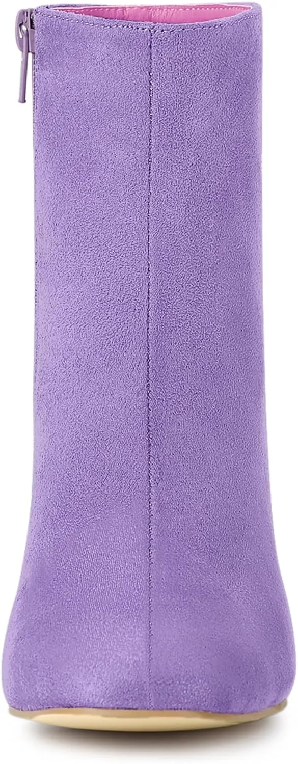Allegra K Women's Side Zip Chunky Heels Ankle Boots