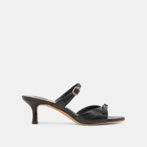 Classy Footwear Glamorous Sandals LORALI HEELS BLACK LEATHER - re:vita