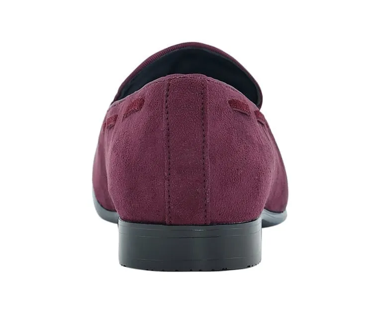 Amali Emperor Burgundy Men’s Velvet Tassel Loafers