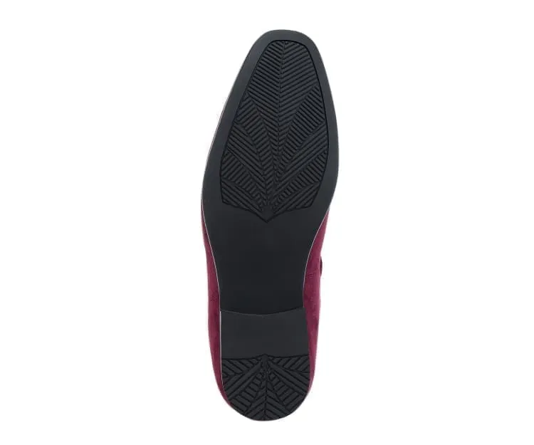 Amali Emperor Burgundy Men’s Velvet Tassel Loafers