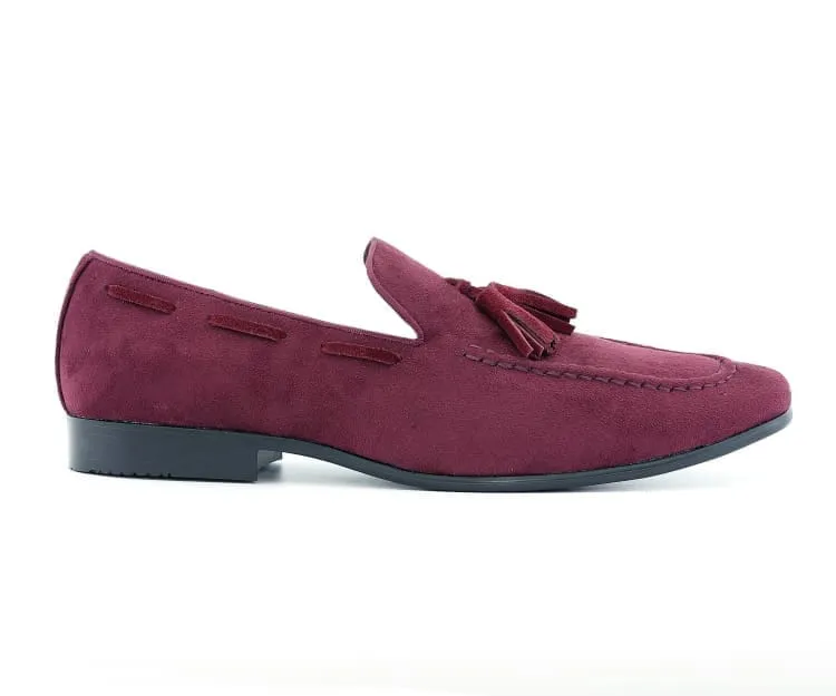 Amali Emperor Burgundy Men’s Velvet Tassel Loafers