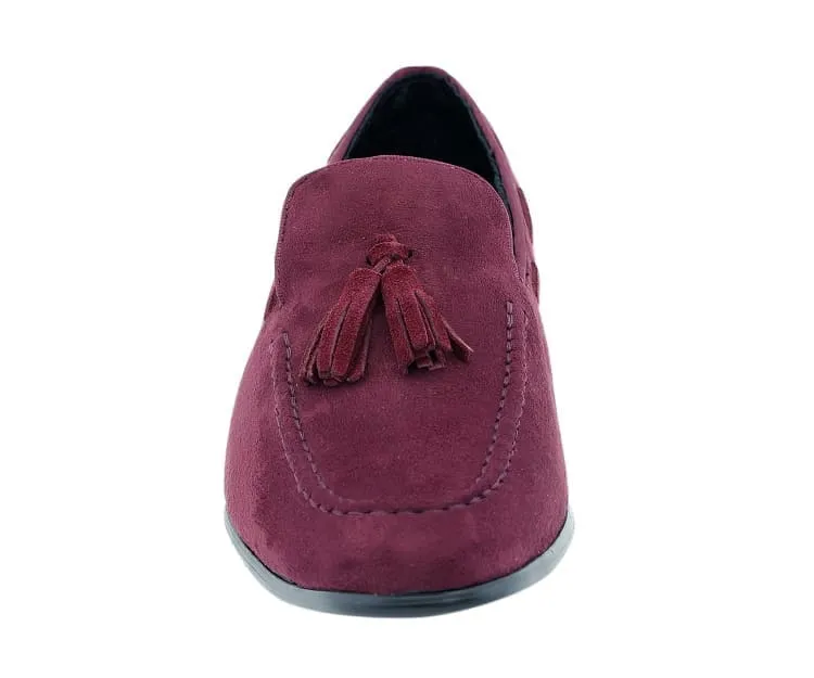 Amali Emperor Burgundy Men’s Velvet Tassel Loafers