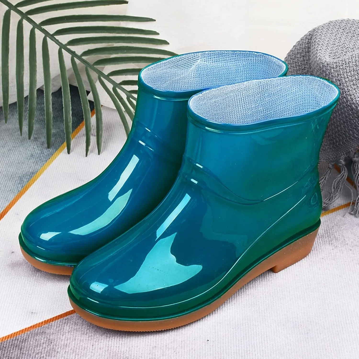 AMDBEL Rain Boots For Women, Waterproof Garden Shoes Anti-Slipping Chelsea Rainboots Insoles Stylish Light Ankle Rain Shoes
