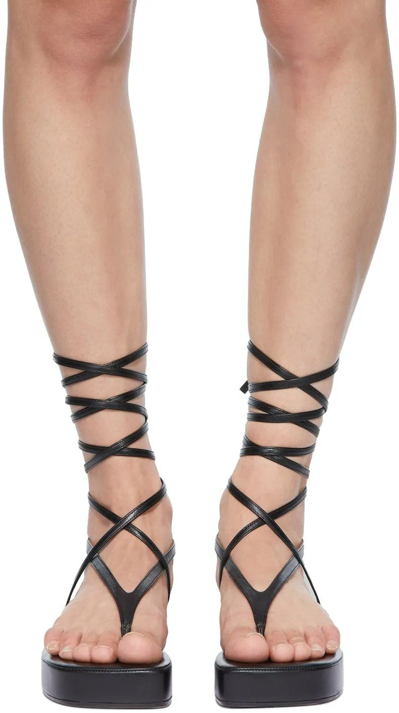 Amina Muaddi Black Jamie Flatform Sandals