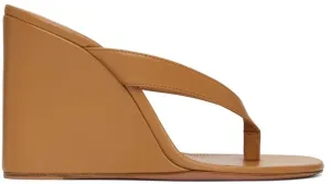 Amina Muaddi Brown Johana Wedge Sandals