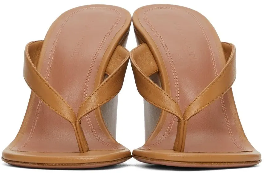 Amina Muaddi Brown Johana Wedge Sandals