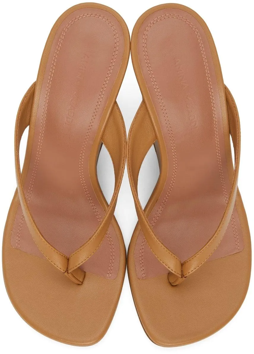 Amina Muaddi Brown Johana Wedge Sandals