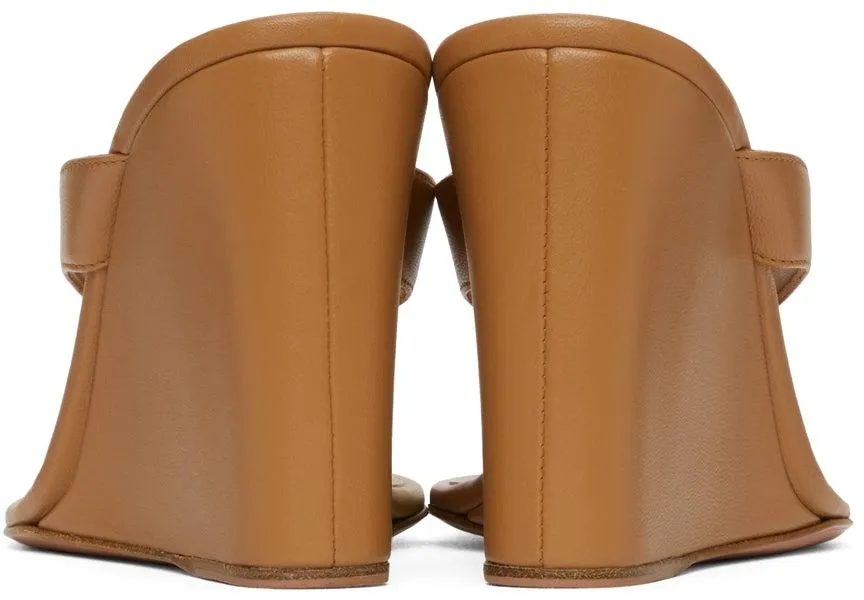 Amina Muaddi Brown Johana Wedge Sandals