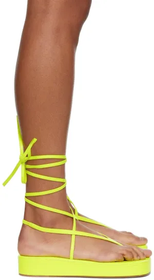 Amina Muaddi Yellow Jamie Flatform Sandals