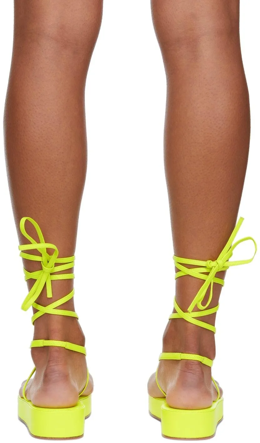 Amina Muaddi Yellow Jamie Flatform Sandals