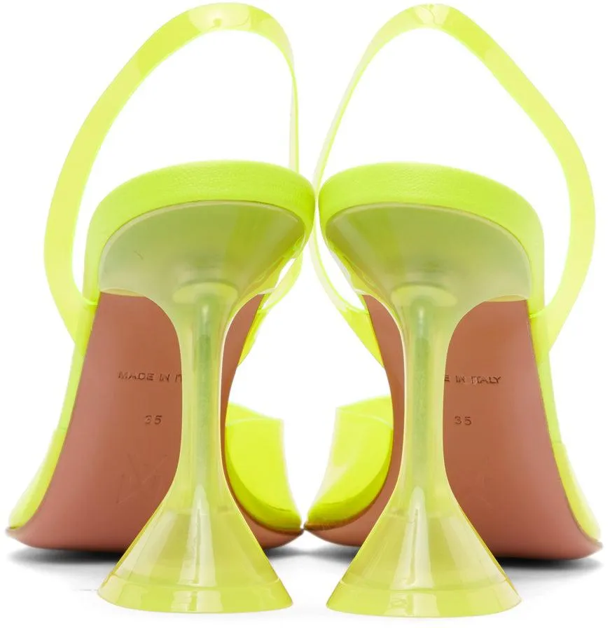 Amina Muaddi Yellow PVC Holli Sling Heels