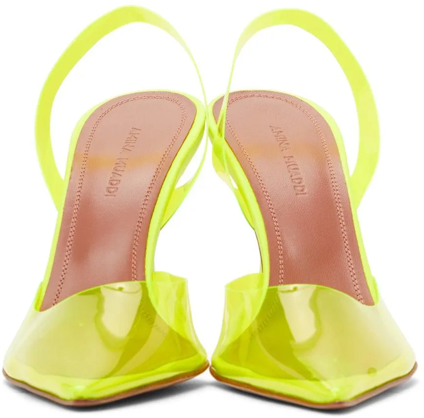 Amina Muaddi Yellow PVC Holli Sling Heels