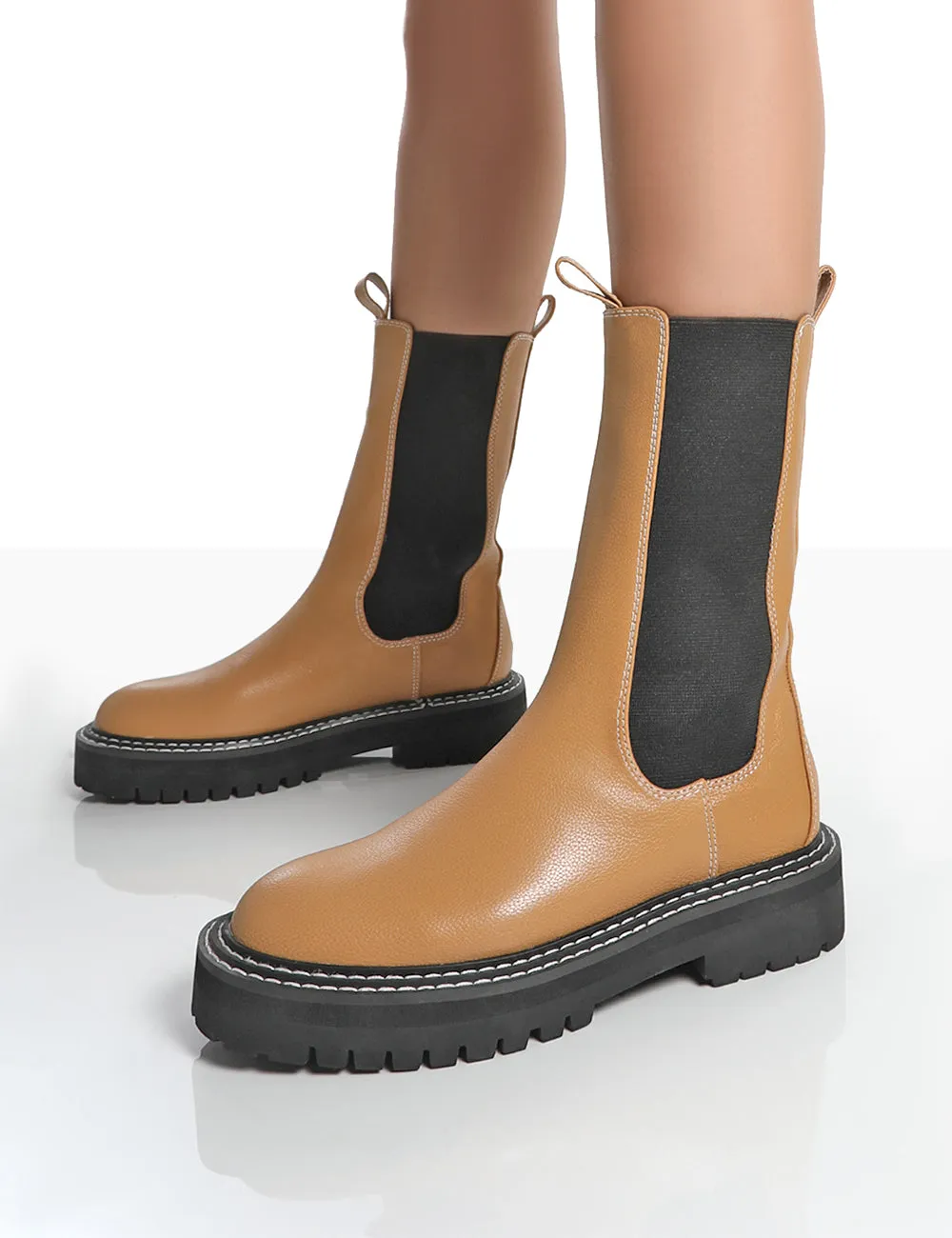 Animate Camel Ankle Chelsea Boots