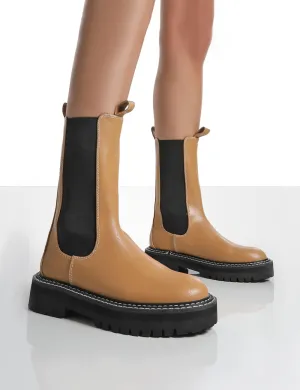 Animate Camel Ankle Chelsea Boots