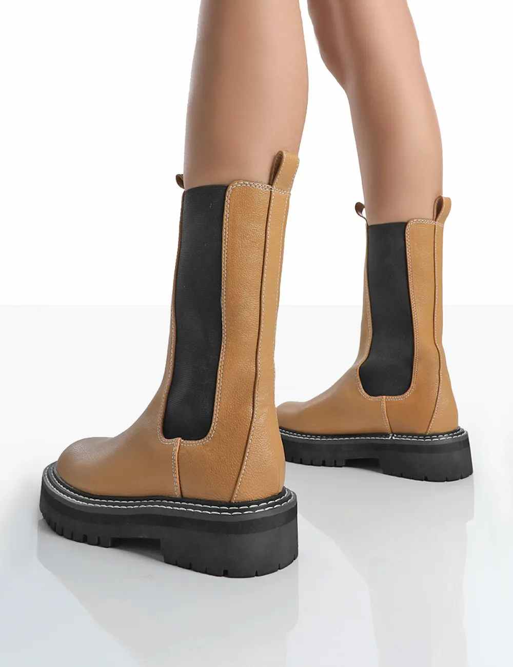 Animate Camel Ankle Chelsea Boots
