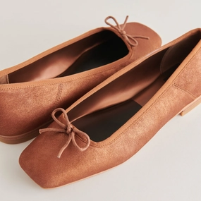 Lace Up Taste Glow ANISA BALLET FLATS COPPER METALLIC SUEDE - re:vita