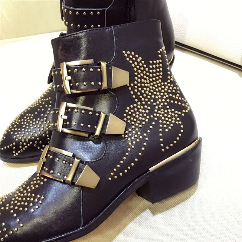 Ankle Boots Rivet Flower Susanna Studded Cowboy Boots