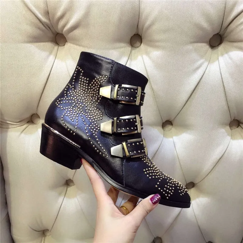 Ankle Boots Rivet Flower Susanna Studded Cowboy Boots