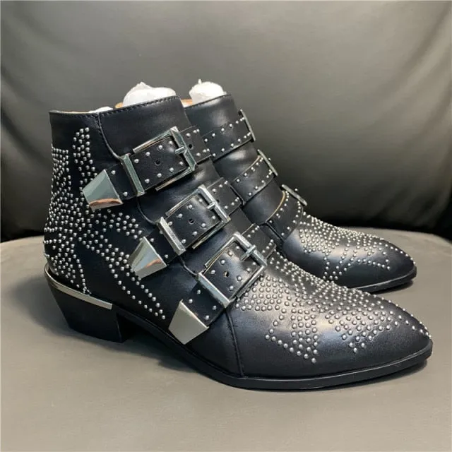 Ankle Boots Rivet Flower Susanna Studded Cowboy Boots