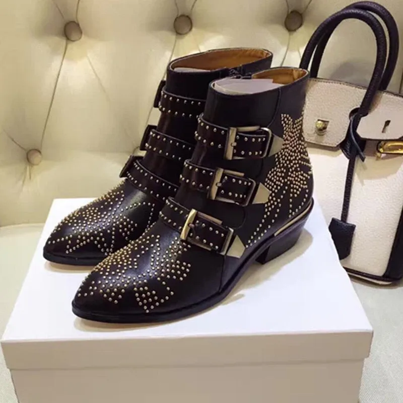 Ankle Boots Rivet Flower Susanna Studded Cowboy Boots