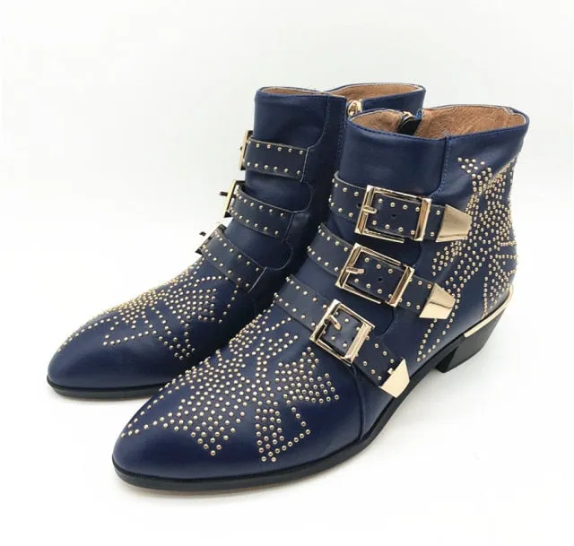 Ankle Boots Rivet Flower Susanna Studded Cowboy Boots