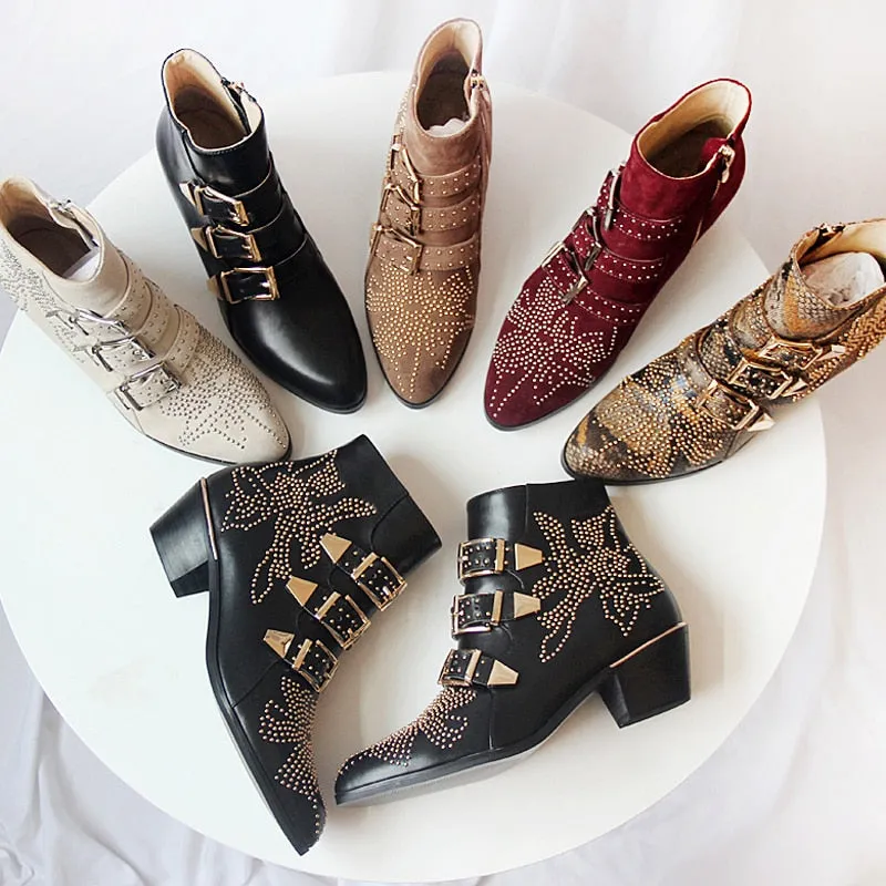 Ankle Boots Rivet Flower Susanna Studded Cowboy Boots