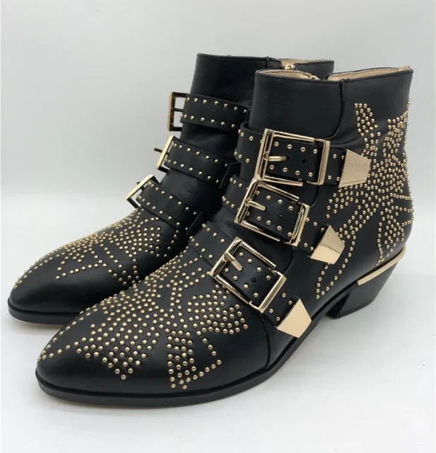 Ankle Boots Rivet Flower Susanna Studded Cowboy Boots