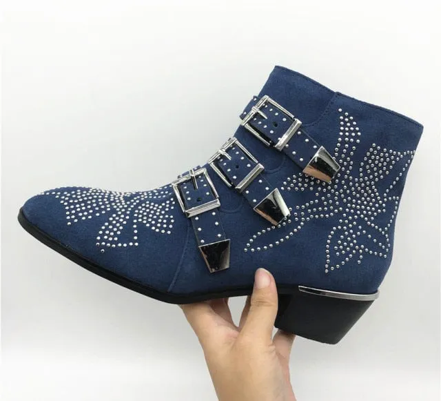 Ankle Boots Rivet Flower Susanna Studded Cowboy Boots