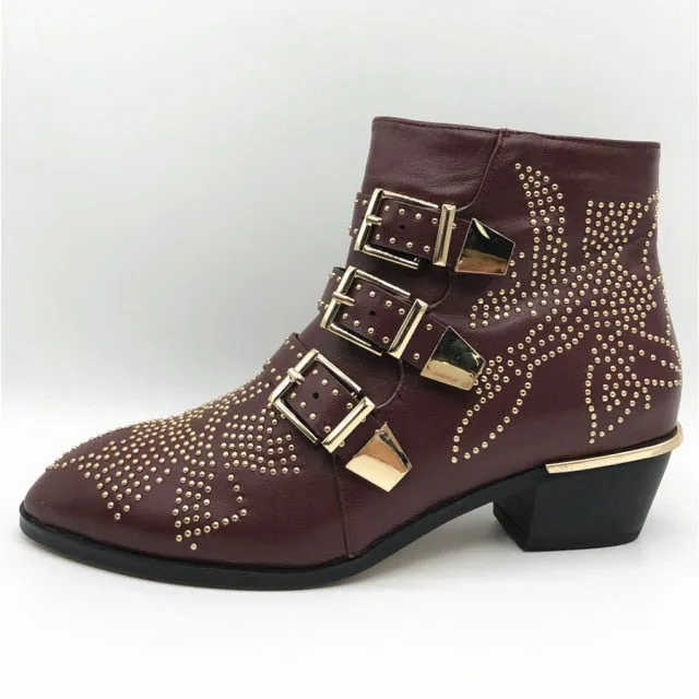 Ankle Boots Rivet Flower Susanna Studded Cowboy Boots