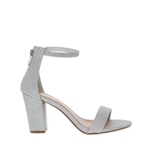 Ankle Strap Mid Chunky Heel (SILVER) Comfy Heels Ankle Loop