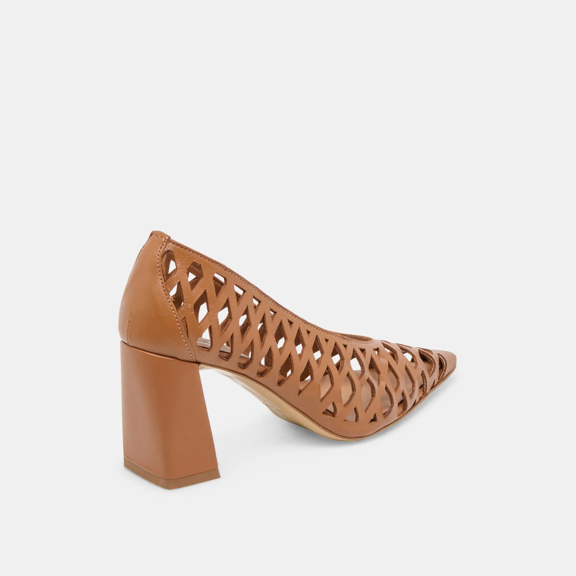 Comfy Dress Shoes TANYA HEELS COGNAC WOVEN LEATHER