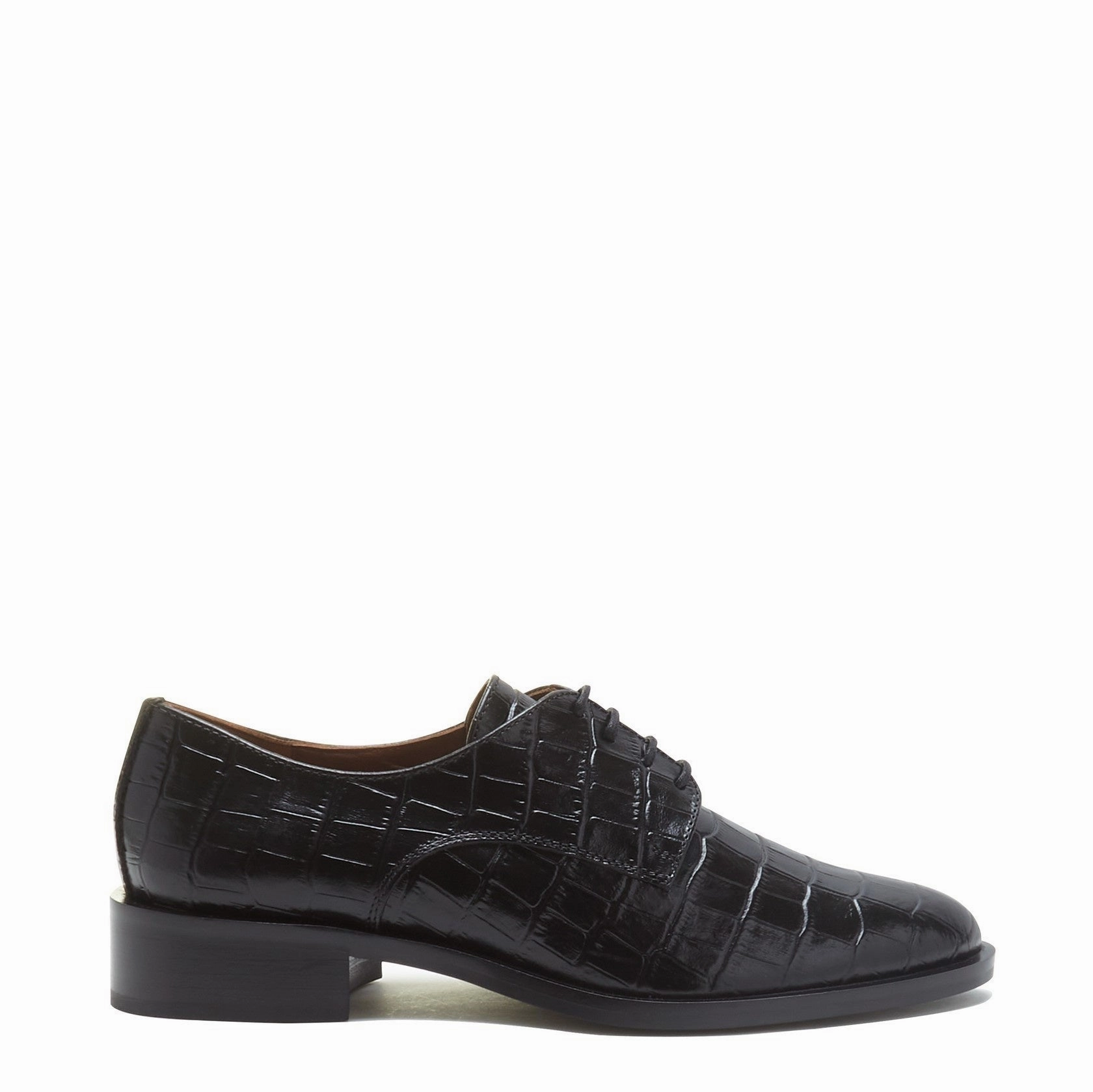 Vend?me Ellen croco black calfskin leather lace-up shoes Enhanced Traction Pattern least dancing