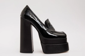 The Latino Black Leather Platform Heel Pump Women Shoe Final Sale! Arch Support Technology